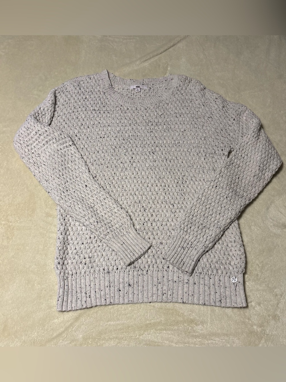 Vans Women's Speckled Cream Cable Knit Crewneck Sweater